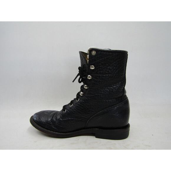 COWTOWN Mens Size 5.5 D Black Leather Laces Cowboy Western Boots main image 6
